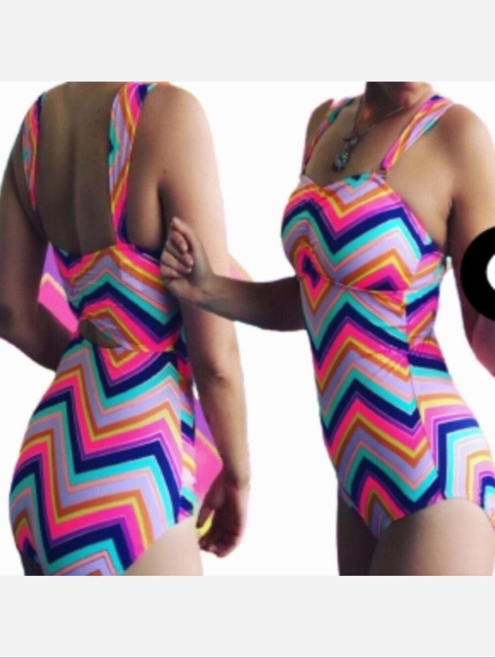LLYLA Back Peep-Hole Wide Straps One Piece Swimsuit